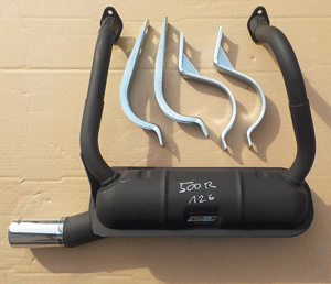 Fiat 500 D/F/L Exhaust with stainless steel tail pipe and holder